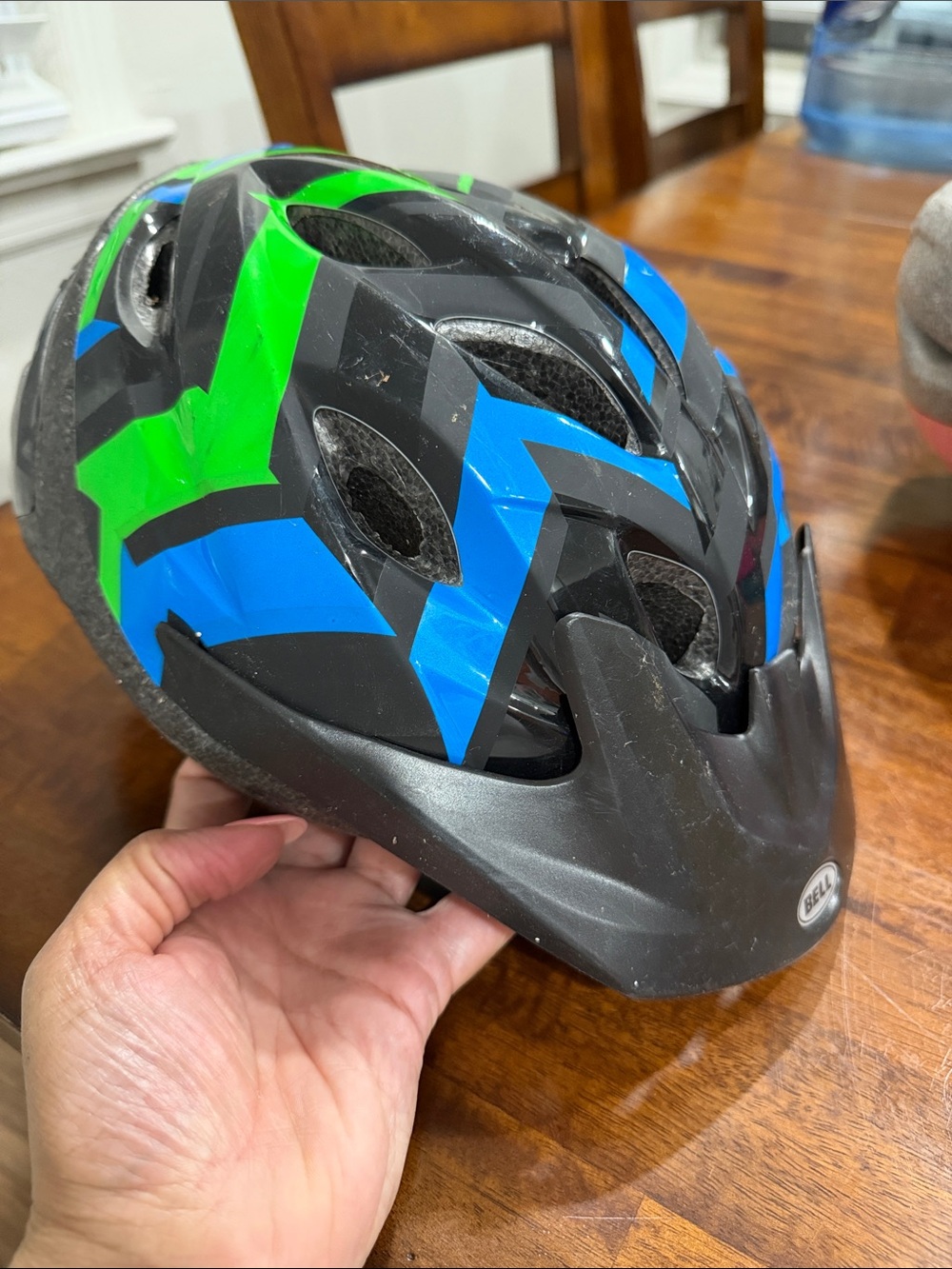 Bell Kids Bicycle Helmet - Black with Blue and Green Accents